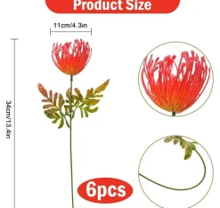 6 PCS Artificial Tropical Flowers, UV Resistant Fake Protea and Spider Mum Floral Arrangement, 13.4 Inch Plastic Faux Flower Centerpieces for Home Kitchen Office Indoor Outdoor Decor