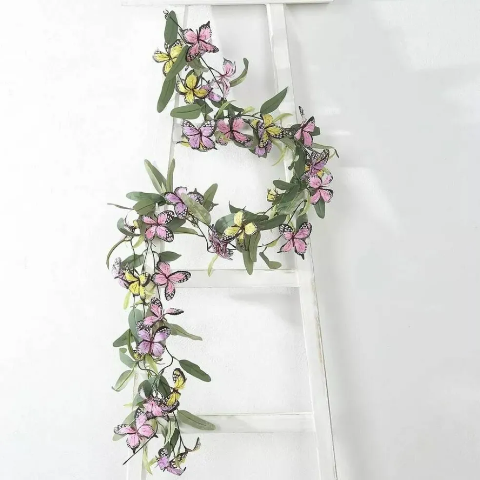 3 pcs Assorted Faux Butterfly Flowers Garlands Willow Greenery Leaves Party