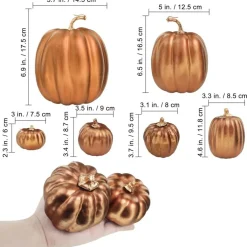 7 Pcs Assorted Sizes Artificial Metallic Bronze Pumpkins Rustic Decorative Fall Foam Pumpkins for Gifts Thanksgiving Halloween Harvest Fall Wedding Table Centerpiece Mantel Shelf Decor