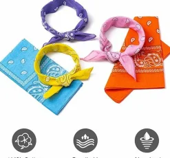 12Pcs Bandanas For Men＆Women,100％ Premium Quality Cotton Handkerchidf 22''×22'' Paisely Pattern Hair Headband