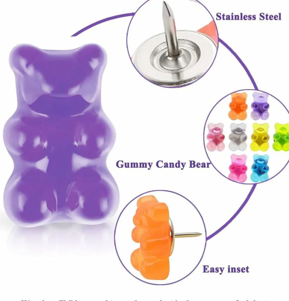 25 pcs bear push pins colorful thumbtacks for cork boards and bulletin boards