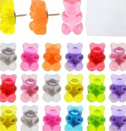 25 pcs bear push pins colorful thumbtacks for cork boards and bulletin boards