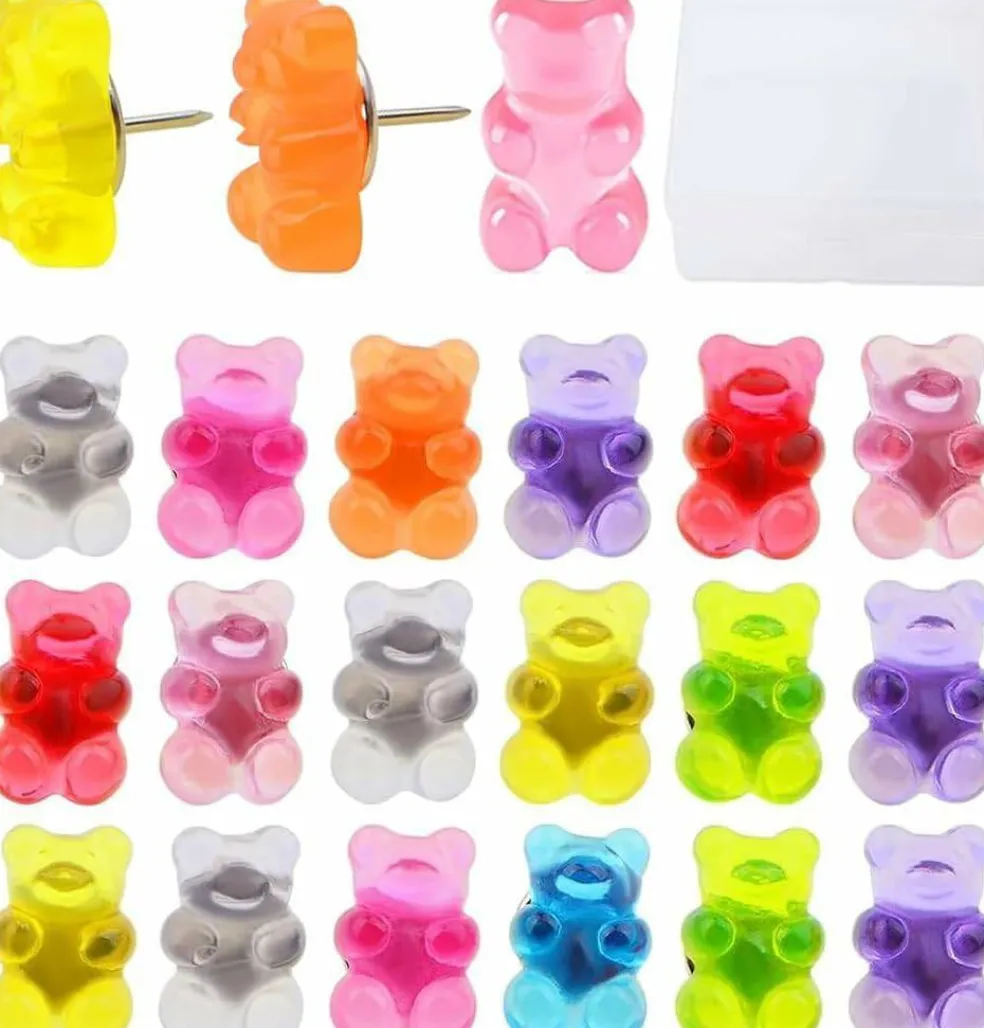 25 pcs bear push pins colorful thumbtacks for cork boards and bulletin boards