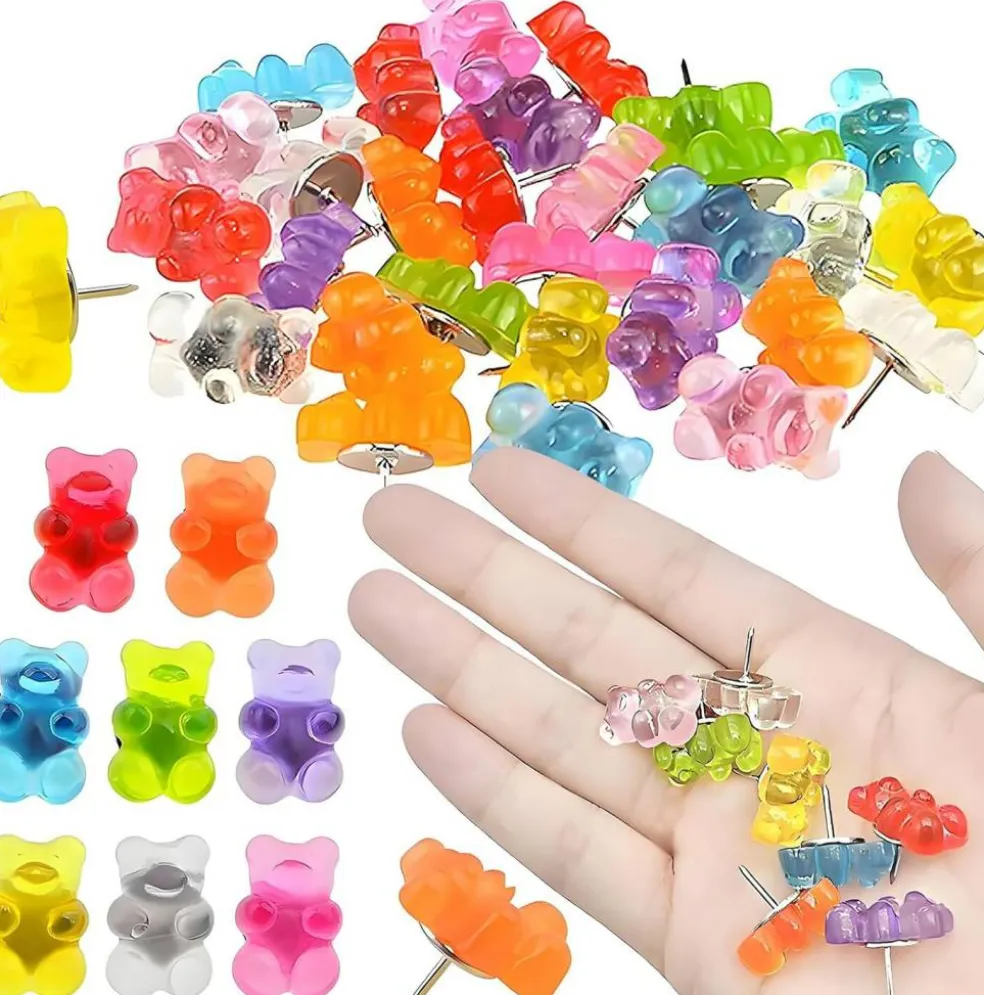 25 pcs bear push pins colorful thumbtacks for cork boards and bulletin boards