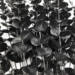 38 PCS Black Artificial Eucalyptus Stems, 15 Inch Faux Real Touch Eucalyptus Leaves for Vase, Halloween Gothic Floral Arrangements, Wedding Centerpieces, Fall Home Office Party Decor