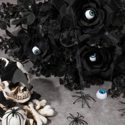 2PCS Black Artificial Eucalyptus Stems, 18 Inch Silk Faux Eucalyptus Leaves Branches for Halloween Gothic Decor, Wedding Bouquets, Floral Arrangements, Party Centerpieces & DIY Crafts
