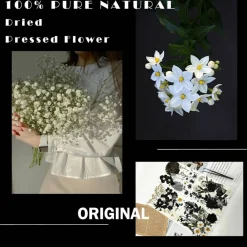 84PCS Black Dried Pressed Flowers for Resin Crafts – Natural Floral Leaves Kit for Epoxy Jewelry Making, Candle & Soap DIY, Scrapbooking, Nail Art, Phone Case Decoration & Handmade Projects