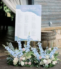 8PCS Blue Delphinium Artificial Flowers 33.5” Larkspur Faux Silk Long Stem Flowers for Tall Vase, Wedding Arrangement, Home Decor, Centerpieces & Party Decorations (Baby Blue)