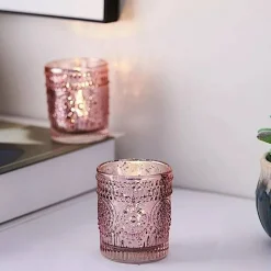 6 pcs Blush Mercury Glass Votive Candle Holders Primrose Design