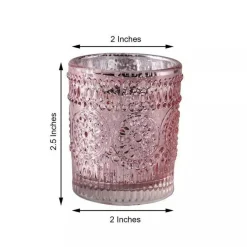 6 pcs Blush Mercury Glass Votive Candle Holders Primrose Design
