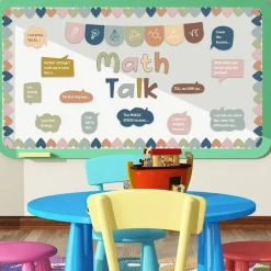 43PCS Boho Math Talk Bulletin Board Set, Math Classroom Decorations with Educational Math Posters, Sentence Starters & Bulletin Board Borders for Elementary & Middle School Classroom Decor