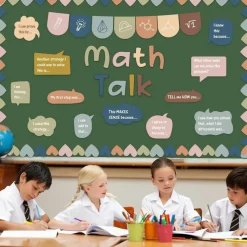 43PCS Boho Math Talk Bulletin Board Set, Math Classroom Decorations with Educational Math Posters, Sentence Starters & Bulletin Board Borders for Elementary & Middle School Classroom Decor