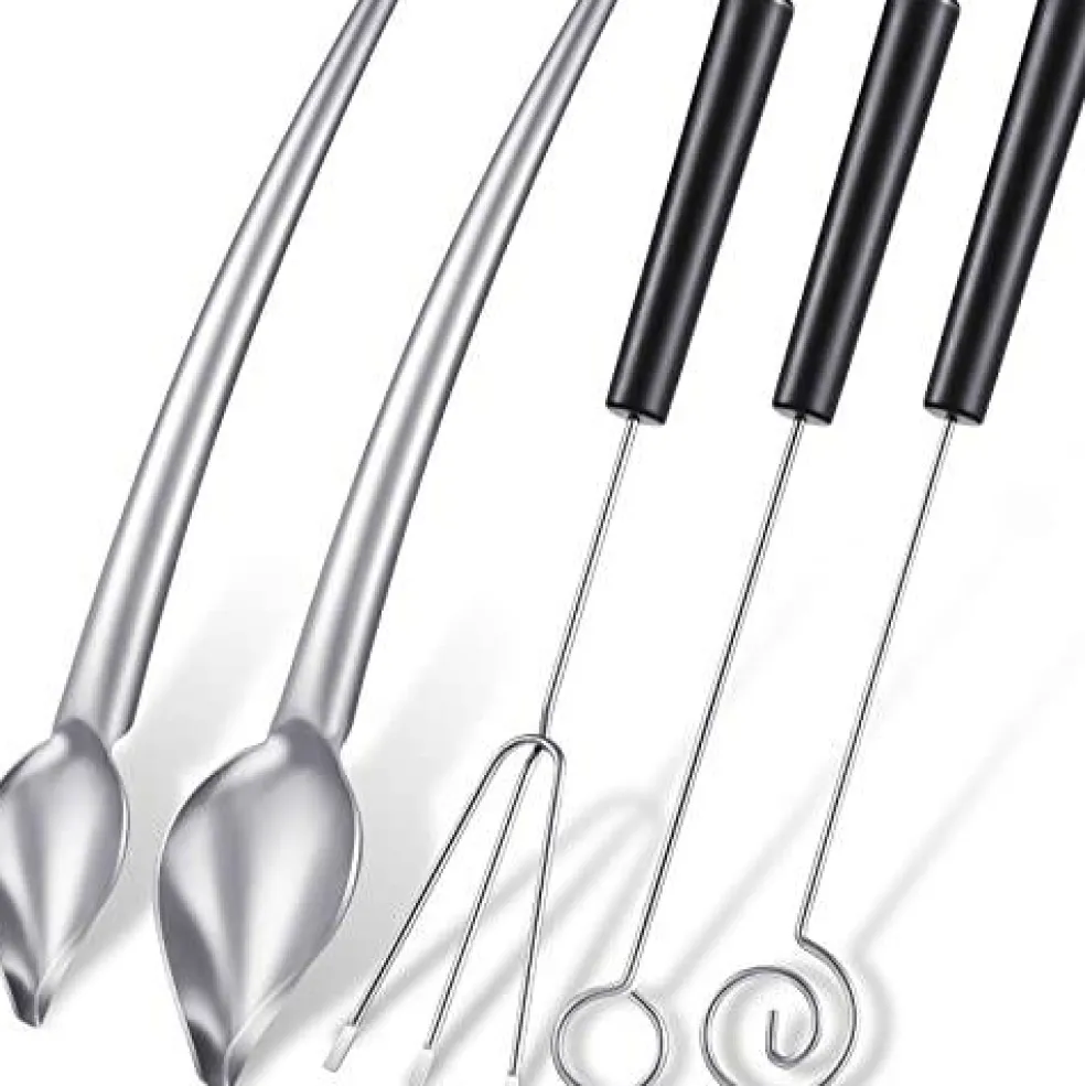 3 PCS Candy Dipping Tools Chocolate Dipping Fork Spoons Set 2 Pieces Culinary Decorating Spoons Chef Art Pencil for Decorative Plates Stainless Steel Chef Spoon