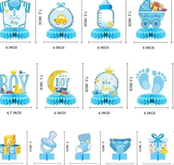 13 Pcs Centerpieces for Tables boy Honeycomb Centerpieces Baby Shower Decorations,It's a boy party supplies,Gender Reveal boy Baby Shower Centerpiece for Baby boys Party Birthday Tables Decorations