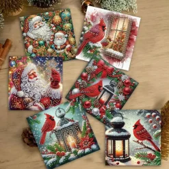 12 PCS Christmas Diamond Painting Greeting Cards with Envelopes, 5D Snowman DIY Diamond Art Card Making Kit, Christmas Crafts for Adults, Handmade Holiday Cards, Gift & Holiday Decor
