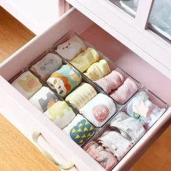 8Pcs Clear Plastic Drawer Organizers Storage Tray