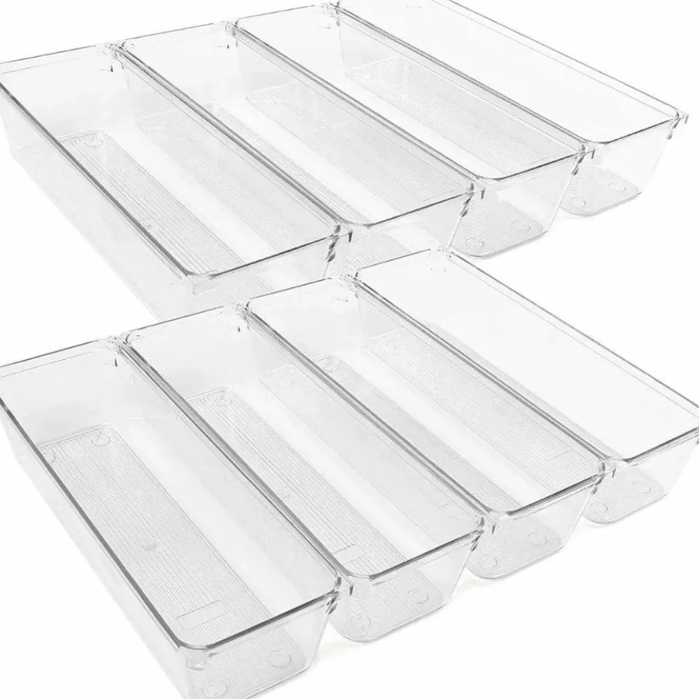 8Pcs Clear Plastic Drawer Organizers Storage Tray