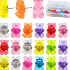 25 pcs colorful translucent gummy bear push pins cute resin thumbtacks for cork boards and bulletin boards