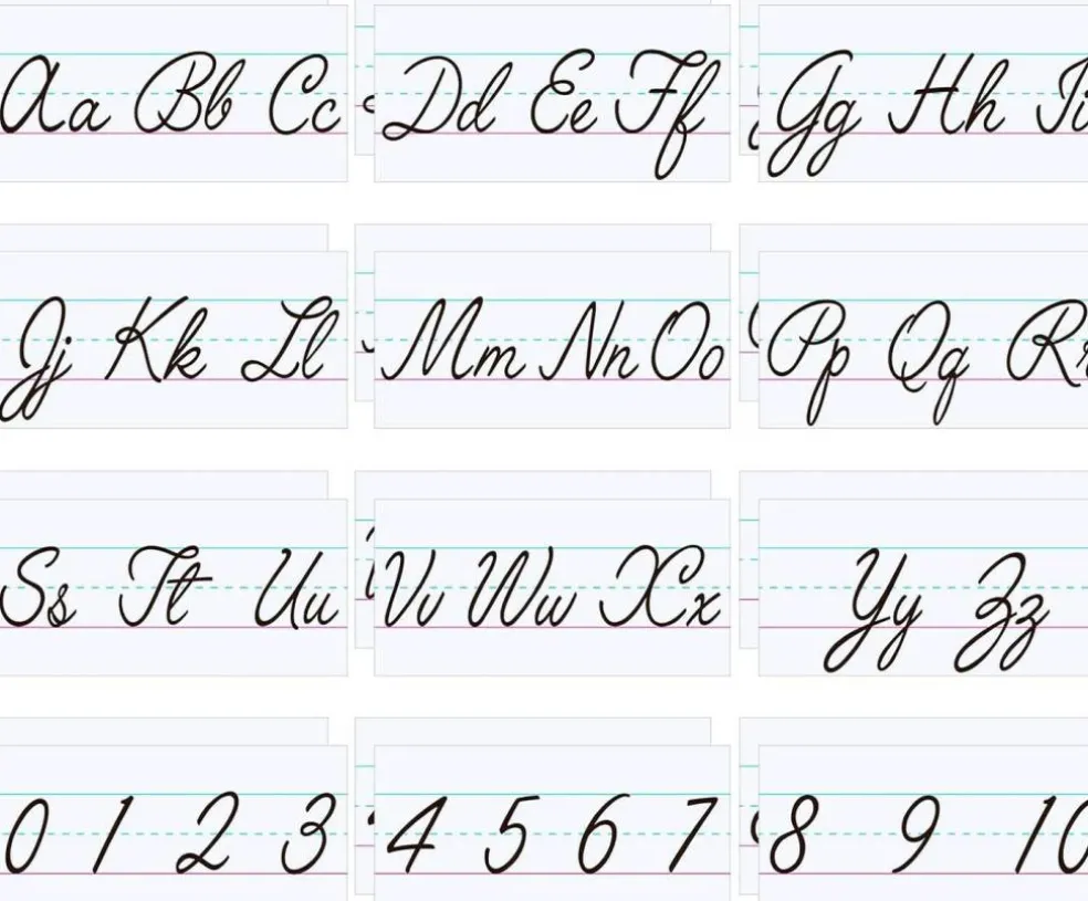 24 Pcs Cursive Alphabet Classroom Wall (Black and White) 11.8 X 6.3 inches