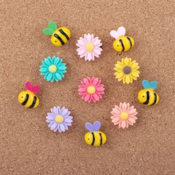 24 pcs decorative thumbtacks colorful flower and bee pushpins for cork boards whiteboards and photo walls
