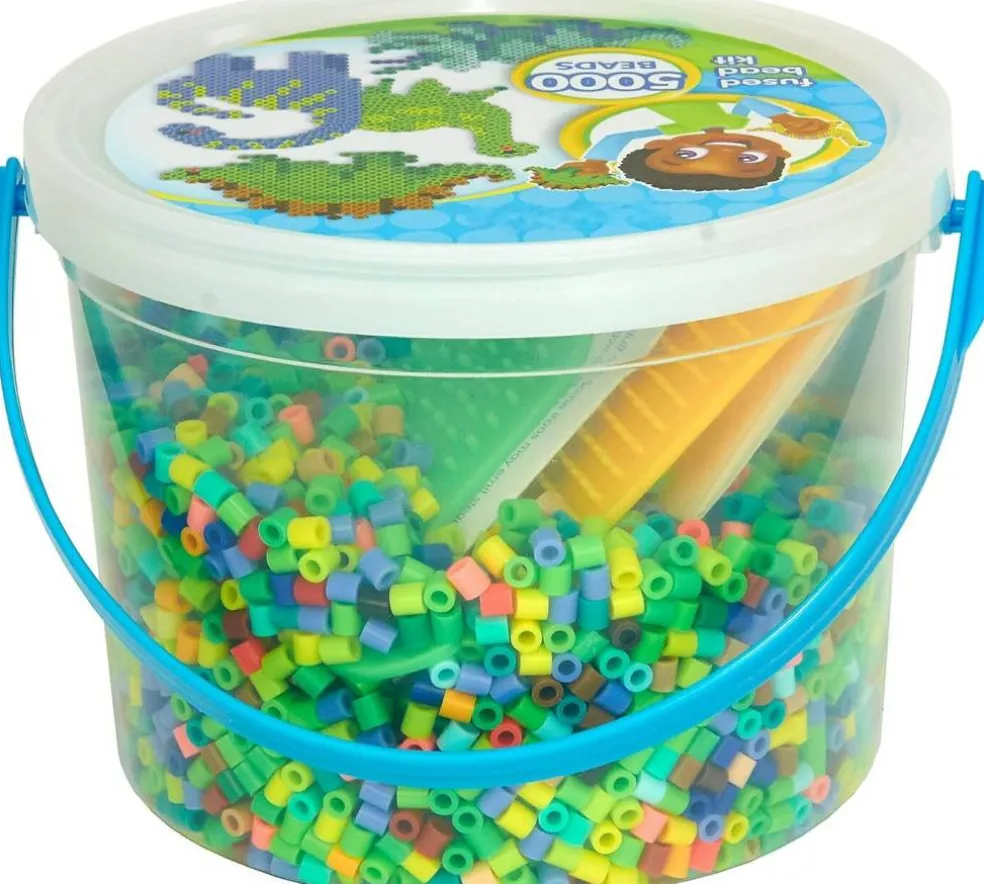 5004pcs Dinosaur Perler Bead Craft Kit, Fuse Beads Bucket Activity Set with Pegboards, Pattern Sheets & Ironing Paper for Kids DIY Art Projects Ages 6+