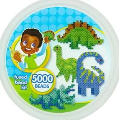 5004pcs Dinosaur Perler Bead Craft Kit, Fuse Beads Bucket Activity Set with Pegboards, Pattern Sheets & Ironing Paper for Kids DIY Art Projects Ages 6+