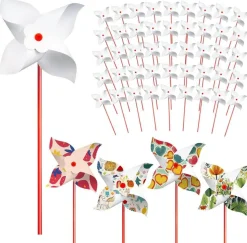 400 Pcs DIY Blank Paper Pinwheels for Kids, Color Your Own Spring Summer Craft Pinwheels, Creative Art Activity for School, Daycare, Mother's Day, Parties and Classroom Projects