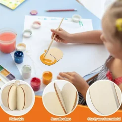 24PCS DIY 3D Pumpkin Wooden Craft Kit, Unfinished Paintable Wooden Pumpkin Cutouts for Crafts, Fall & Thanksgiving DIY Decorations, Autumn Harvest Table Decor & Kids Craft Activity Set