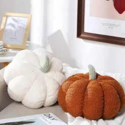 2 Pcs 3D Pumpkin Plush Pillows – 11x9.5” Fall Throw Cushions