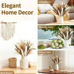 92Pcs Dried Pampas Grass Bouquet 11-13 Inch Bunny Tails Lavender Eucalyptus Flowers Boho Vase Filler Wedding Home Decor