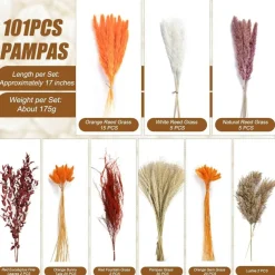 101Pcs Dried Pampas Grass Mix Bouquet Bunny Tails Reed Grass Eucalyptus Flowers Boho Fall Arrangement Wedding Farmhouse Decor