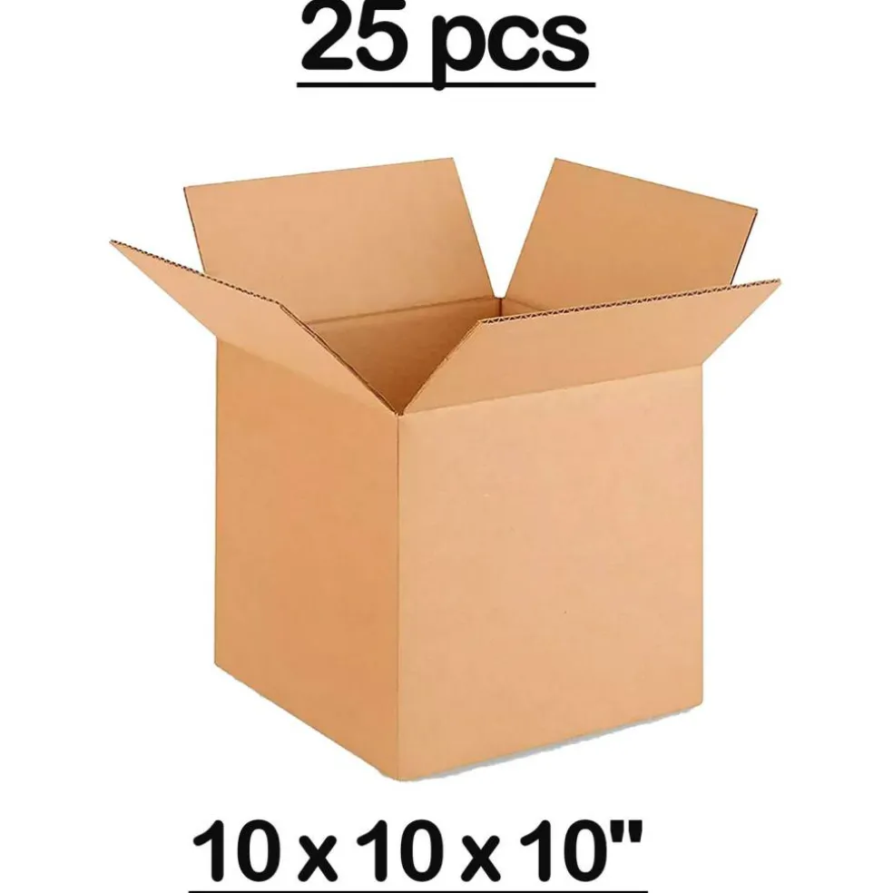 25 pcs Durable Corrugated Shipping Storage Box for Packaging 10 x 10 x 10 inch