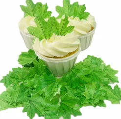 74pcs Edible Green leaves Cupcake Toppers Wafer Flowers Rice Paper Maple
