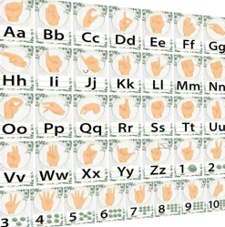 36 PCS Eucalyptus ASL Alphabet Line Bulletin Board Set, American Sign Language Flash Cards ABC Numbers 1–10 Learning Posters, Classroom Wall Decor for Preschool Home Kids Education
