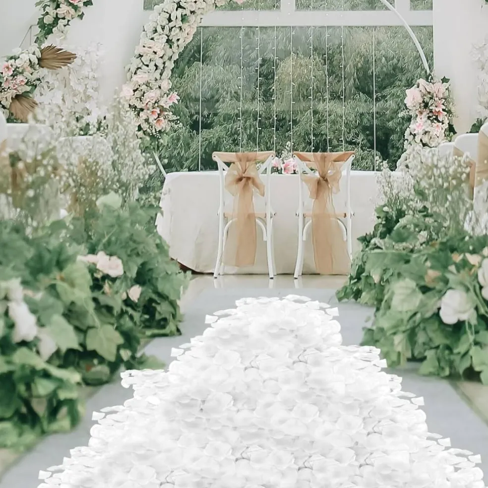 500 Pcs Exquisite White Rose Petals, Emulation Silk Rose Petals, Artificial Flower Petal