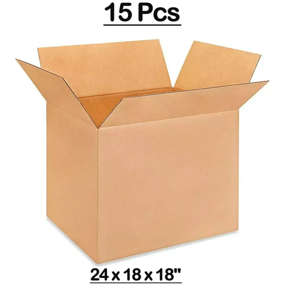 15 pcs Extra Large Corrugated Shipping Boxes 24 x 18 x 18 Inch for Packing and Storage