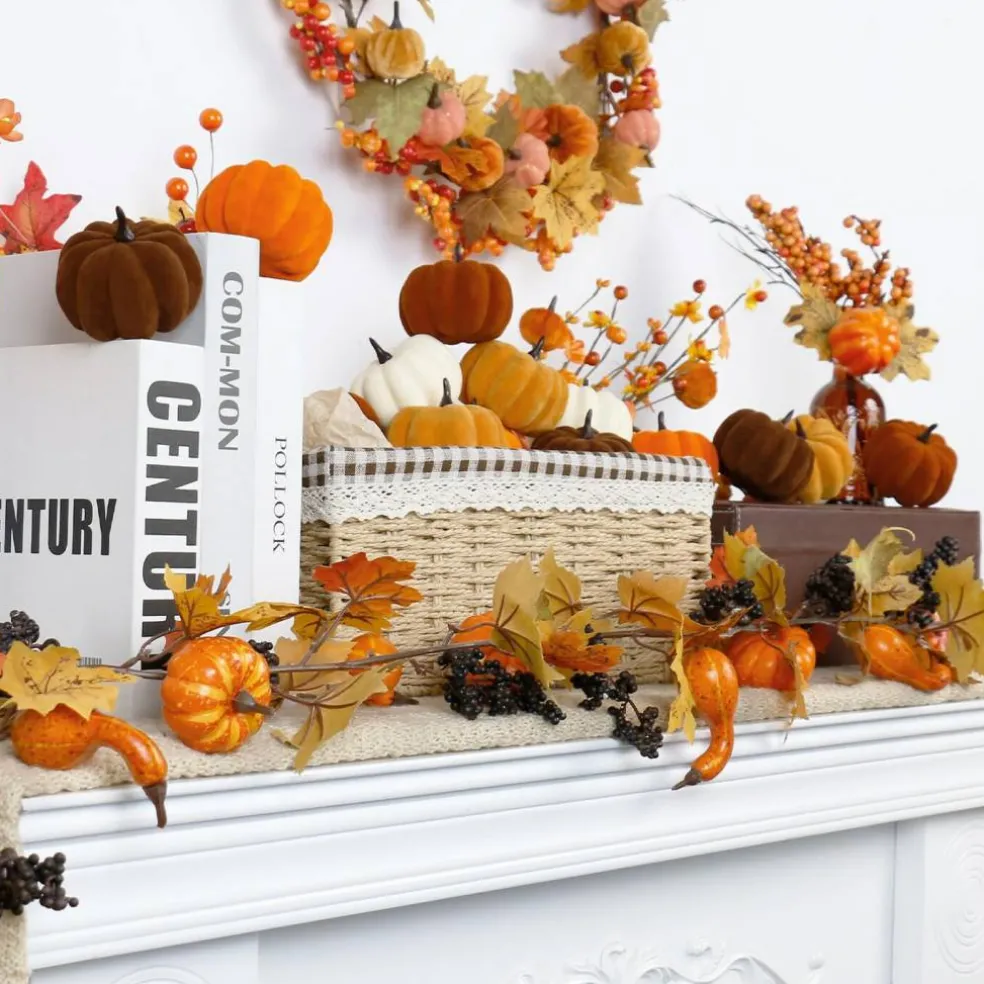 15PCS Fall Pumpkins for Indoor Autume Thanksgiving Home Decor