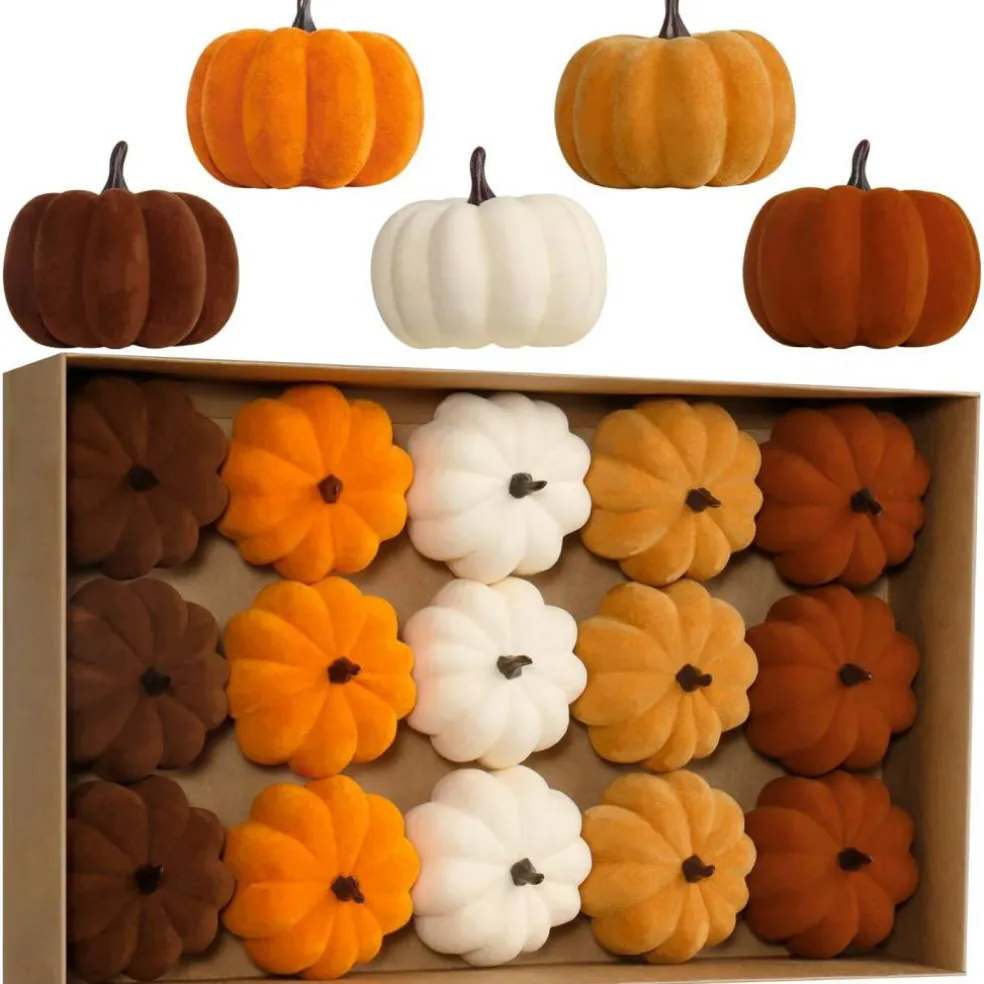 15PCS Fall Pumpkins for Indoor Autume Thanksgiving Home Decor