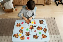 40 Pcs Fall Suncatcher Craft Kit – DIY Autumn Leaves & Pumpkins Window Art – Mess-Free Stained Glass Tissue Paper Craft for Thanksgiving Classroom & Party Activities