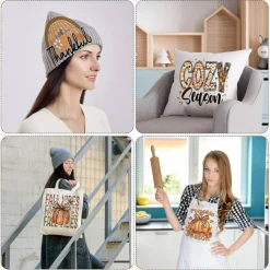 30PCS Fall Western Iron-On Transfers – Retro Pumpkin Leopard Heat Transfer Vinyl (HTV/DTF) Decals – Autumn DIY Appliques for T-Shirts, Hats, Pillows & Farmhouse Seasonal Clothing Crafts