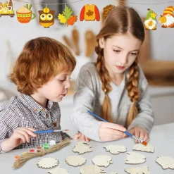 36 Pcs Fall Wood Crafts Cutouts for Kids & Adults(multicolored)