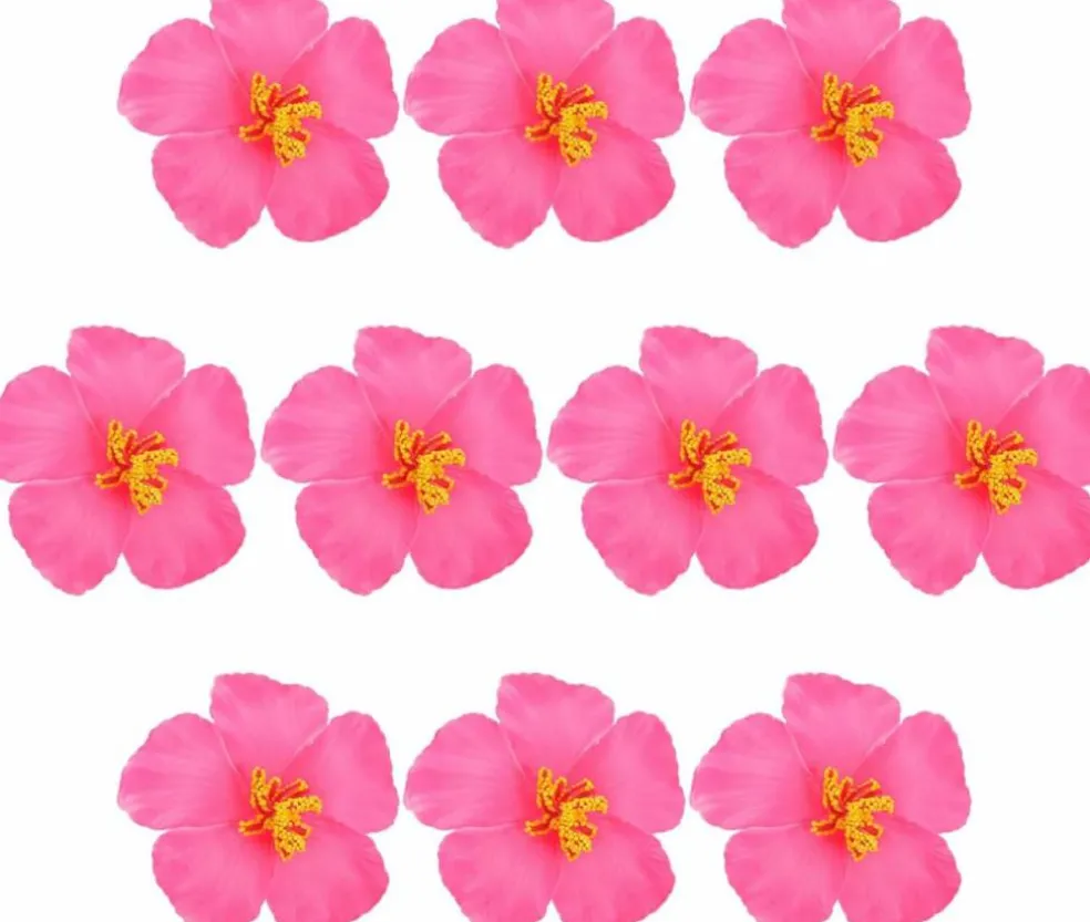 10PCS Faux Hibiscus Flowers Hawaiian Luau Tabletop Decoration