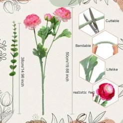 18 Pcs Faux Silk Peony Artificial Flowers with Stems & Eucalyptus – Vintage Realistic Fake Peonies Bouquet Set for Vase, DIY Wedding Centerpieces, Home & Party Decoration