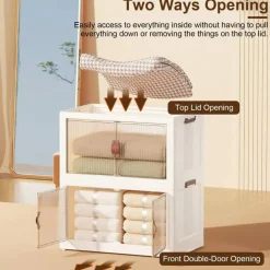 3 Pcs Foldable Storage Bins with Lid Stackable Closet Organizer Containers with 4Pcs 360° Rotatable Wheels