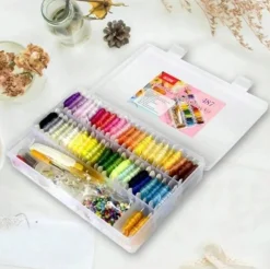 400 Pcs Friendship Bracelet String Kit – Complete Bracelet Making Kit with 50 Skeins Embroidery Floss, Cross-Stitch Thread, 400 Beads, 37 Embroidery Tools & Storage Box