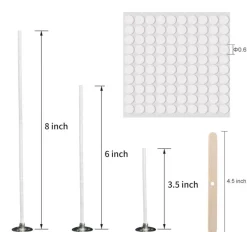 150Pcs Functional Smokeless Candle Wicks - Pre Waxed Cotton Wick with Metal Sustainer Tabs for Pillar Candle Making and DIY, (Thick3.5+6"+8")