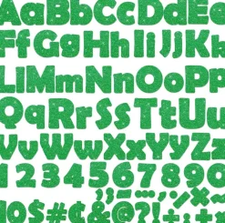 260 Pcs Glitter Green Bulletin Board Letters 4 Inch Alphabet Number and Punctuation Cutouts Set Decorative Poster Board Letters for Classroom School Wall Display Office Decor