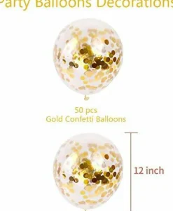 50pcs Gold Confetti Latex Balloons, 12 inch Gold Balloons with Golden Paper Dots for Graduation Wedding Birthday Baby Shower Party Decorations