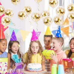 50pcs Gold Confetti Latex Balloons, 12 inch Gold Balloons with Golden Paper Dots for Graduation Wedding Birthday Baby Shower Party Decorations
