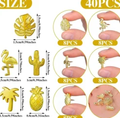 40 pcs gold tropical push pins decorative thumbtacks for cork boards photos maps and bulletin boards